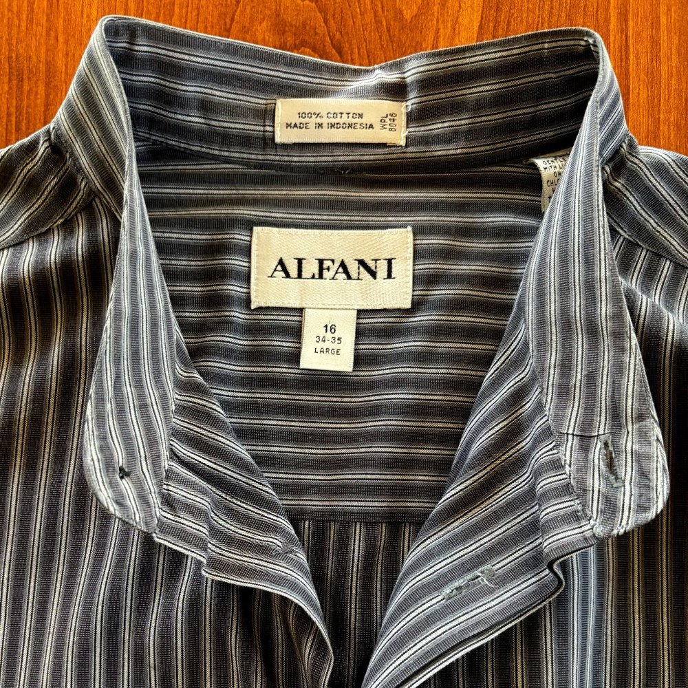 Vintage 100% Cotton Black/Grey Mandarin Collar shirt - EXCELLENT CONDITION